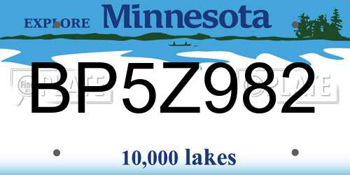 BP5Z982 Minnesota License Plate