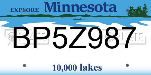 BP5Z987 Minnesota License Plate