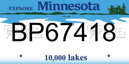 BP67418 Minnesota License Plate