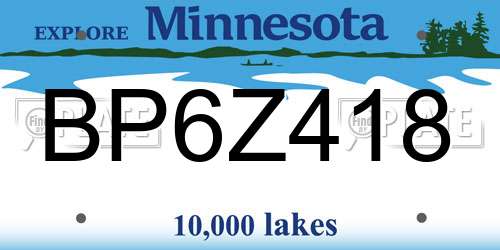 BP6Z418 Minnesota License Plate