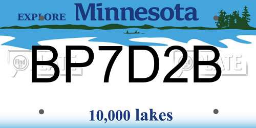 BP7D2B Minnesota License Plate