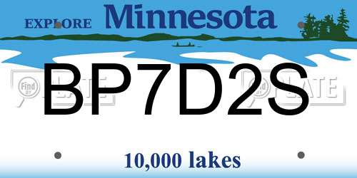 BP7D2S Minnesota License Plate