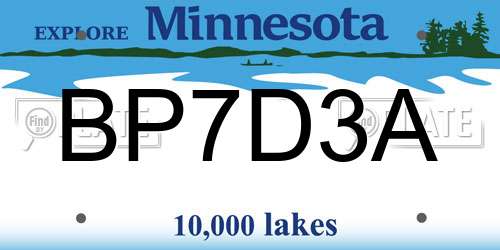 BP7D3A Minnesota License Plate