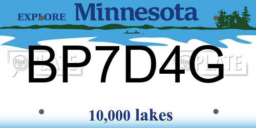 BP7D4G Minnesota License Plate