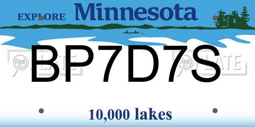 BP7D7S Minnesota License Plate