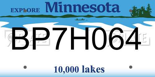 BP7H064 Minnesota License Plate