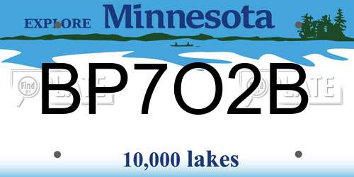 BP7O2B Minnesota License Plate