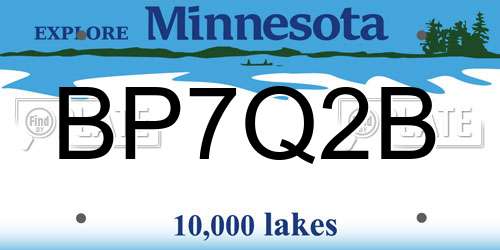 BP7Q2B Minnesota License Plate