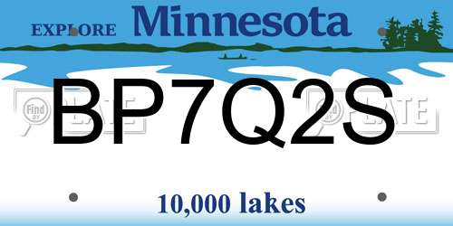 BP7Q2S Minnesota License Plate