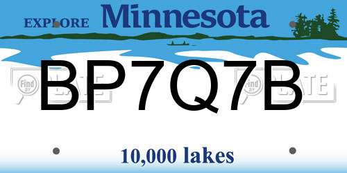 BP7Q7B Minnesota License Plate
