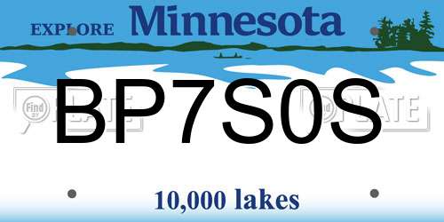 BP7S0S Minnesota License Plate