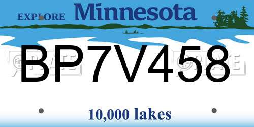 BP7V458 Minnesota License Plate