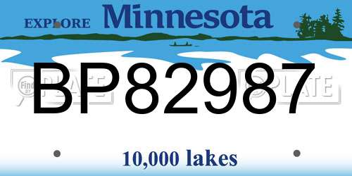 BP82987 Minnesota License Plate