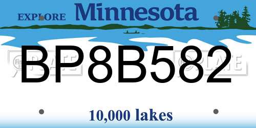 BP8B582 Minnesota License Plate