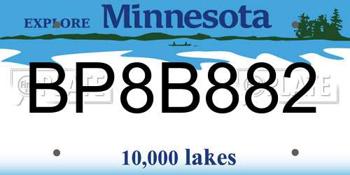 BP8B882 Minnesota License Plate