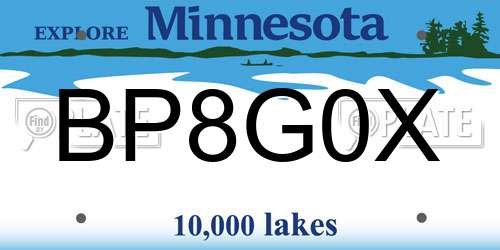 BP8G0X Minnesota License Plate