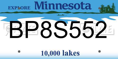 BP8S552 Minnesota License Plate