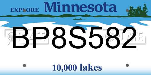 BP8S582 Minnesota License Plate