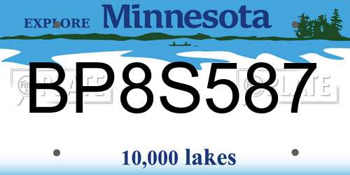 BP8S587 Minnesota License Plate