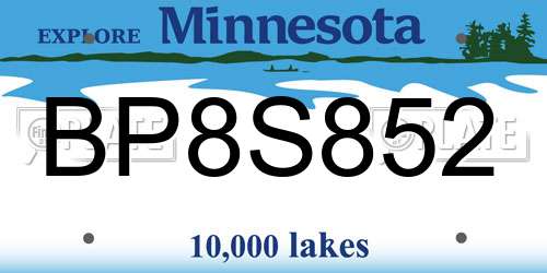 BP8S852 Minnesota License Plate