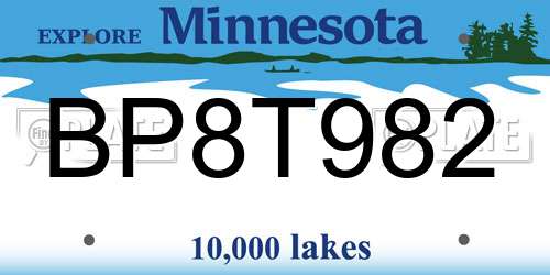 BP8T982 Minnesota License Plate