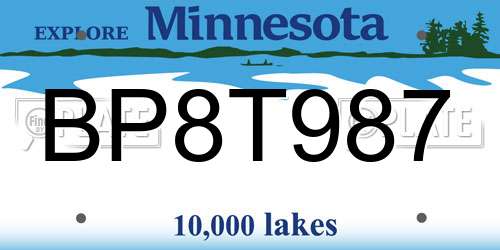 BP8T987 Minnesota License Plate