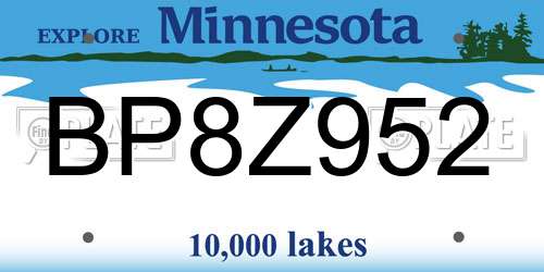 BP8Z952 Minnesota License Plate