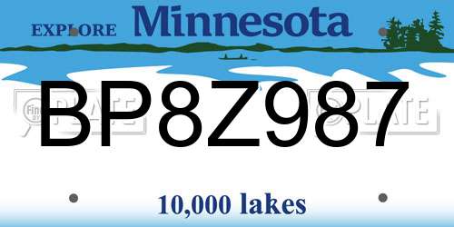 BP8Z987 Minnesota License Plate