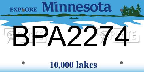 BPA2274 Minnesota License Plate