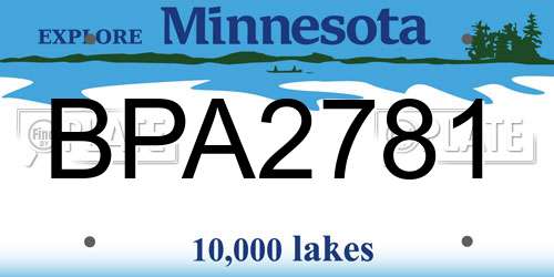 BPA2781 Minnesota License Plate