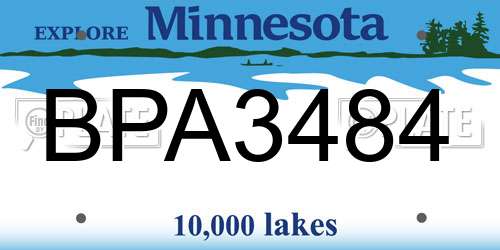 BPA3484 Minnesota License Plate