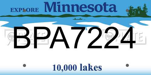 BPA7224 Minnesota License Plate