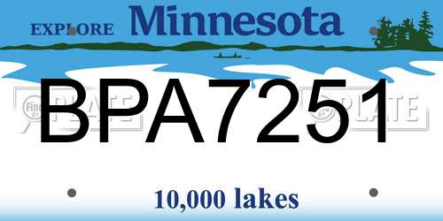 BPA7251 Minnesota License Plate