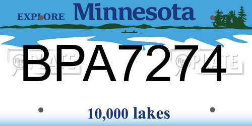 BPA7274 Minnesota License Plate