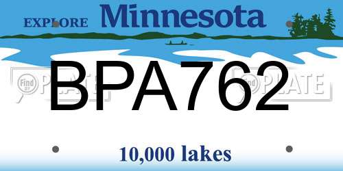 BPA762 Minnesota License Plate