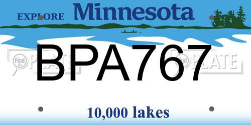 BPA767 Minnesota License Plate