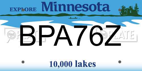 BPA76Z Minnesota License Plate