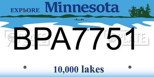 BPA7751 Minnesota License Plate