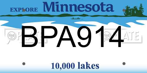BPA914 Minnesota License Plate