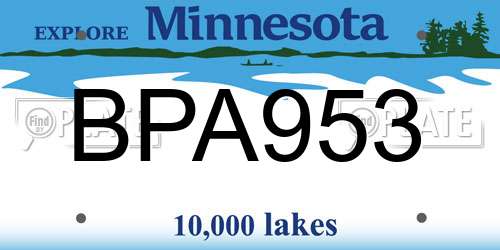 BPA953 Minnesota License Plate