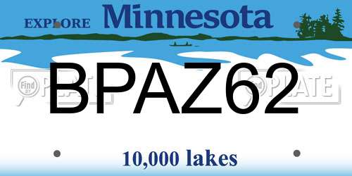 BPAZ62 Minnesota License Plate