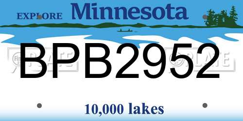 BPB2952 Minnesota License Plate