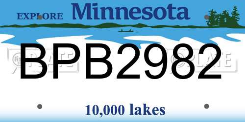 BPB2982 Minnesota License Plate
