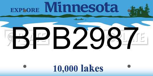 BPB2987 Minnesota License Plate