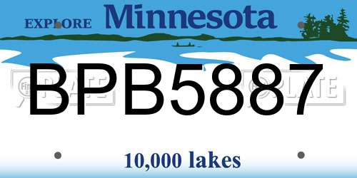 BPB5887 Minnesota License Plate