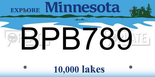 BPB789 Minnesota License Plate