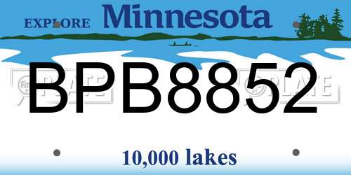 BPB8852 Minnesota License Plate