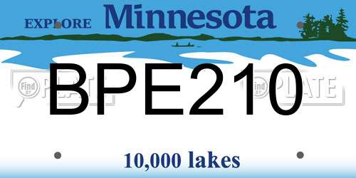 BPE210 Minnesota License Plate