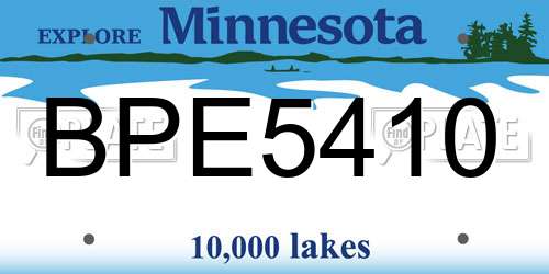BPE5410 Minnesota License Plate