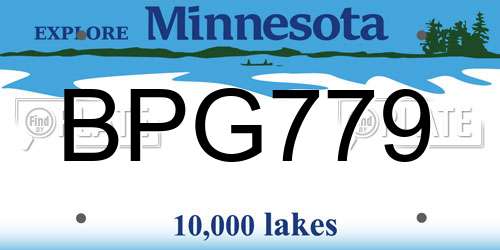 BPG779 Minnesota License Plate